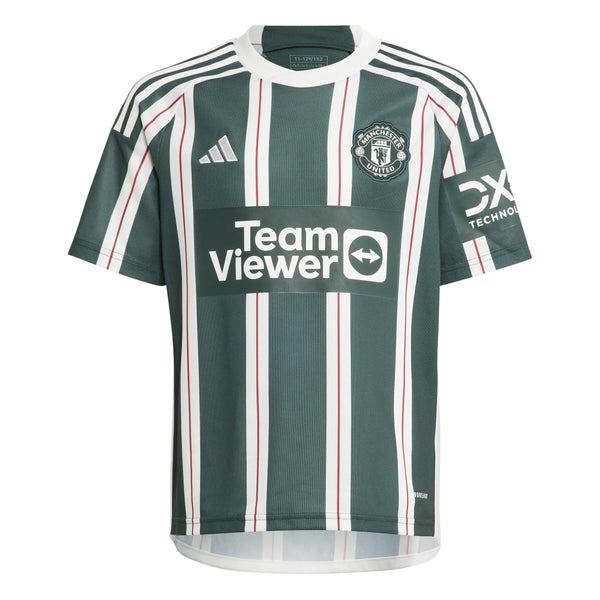 adidas Youth Manchester United 23/24 Away Jersey | IA7195 Jersey Adidas Youth Medium Green Night / Core White / Active Maroon 