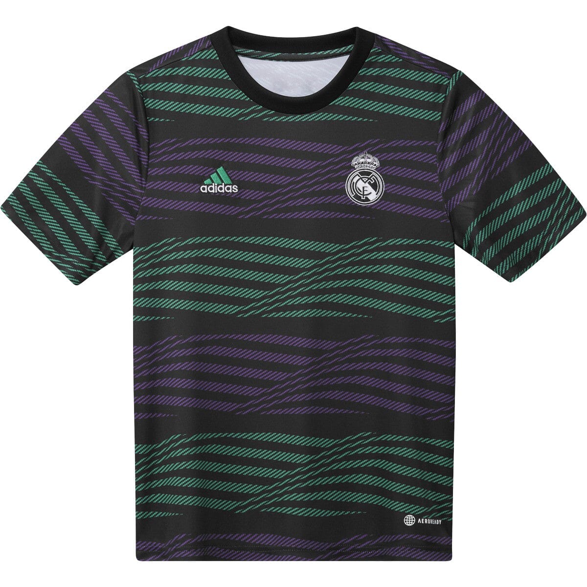 adidas Youth Real Madrid 22/23 Pre-Match Jersey | HT8797 Jersey Adidas Youth Medium Black / Active Purple / Court Green 