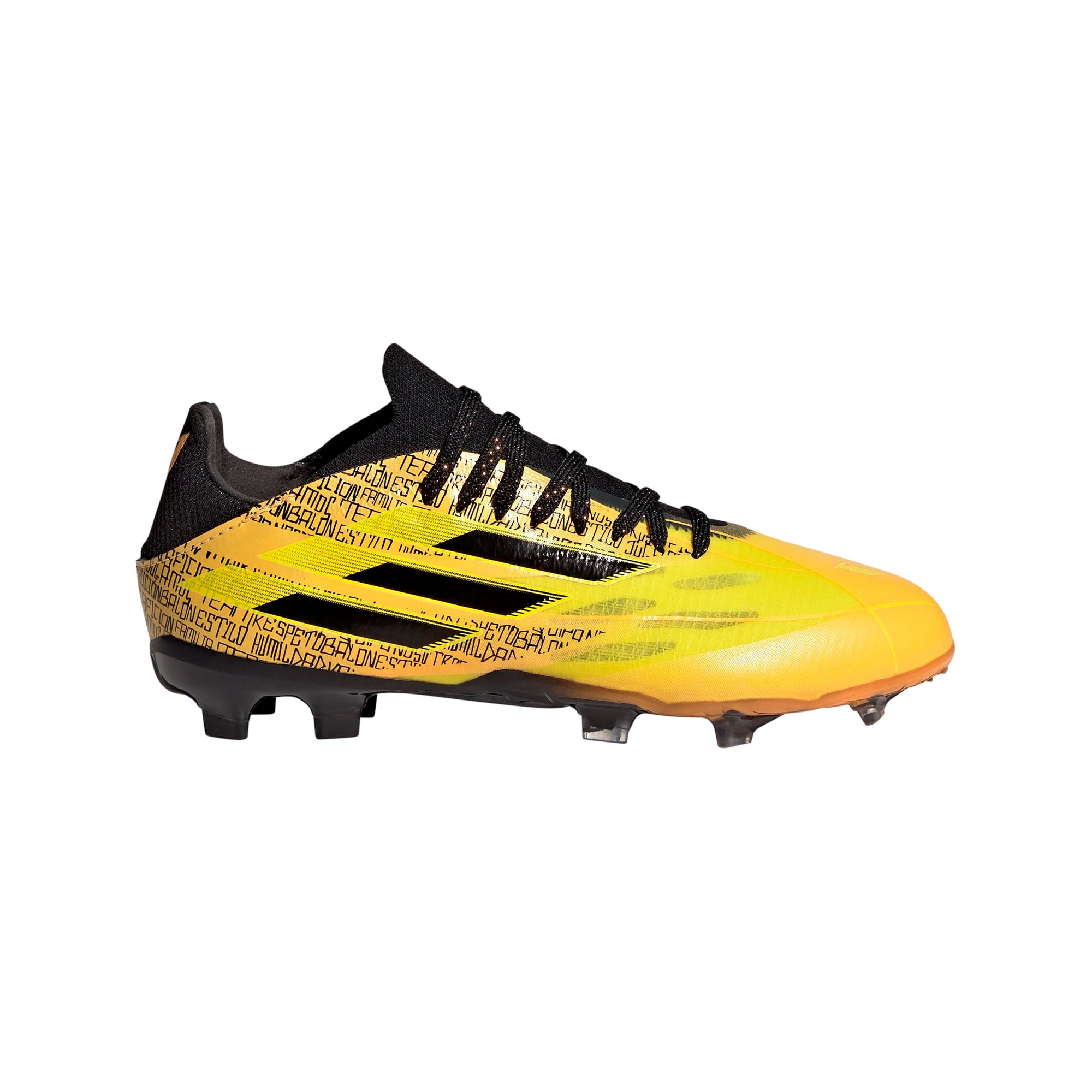 adidas Youth X Speedflow Messi.1 Firm Ground Cleats | GW7418 Cleats Adidas 1 Solar Gold / Core Black / Bright Yellow 