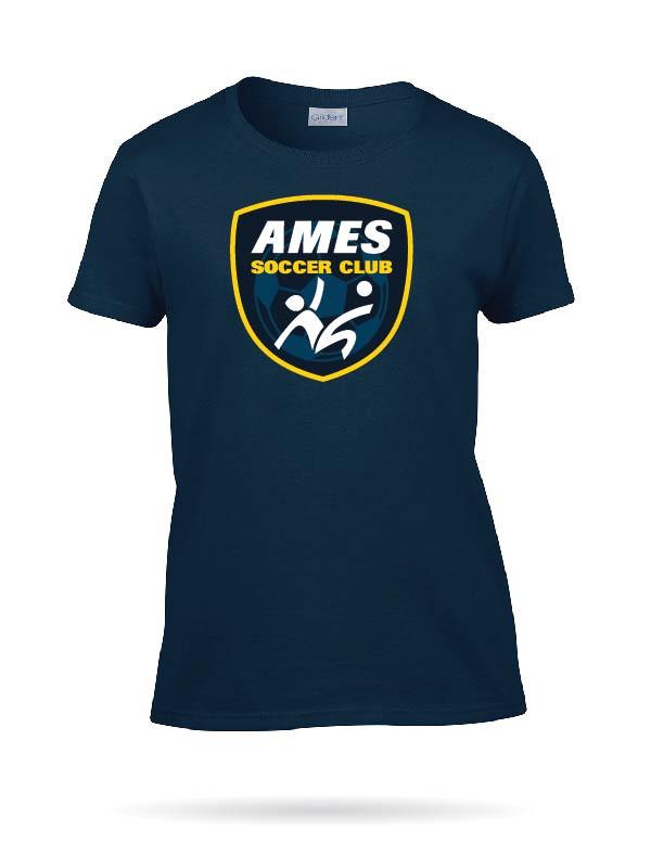 Ames Soccer Club | Gildan Badge Tee (Women&#39;s) T-Shirt Gildan Womens XX-Large Navy 