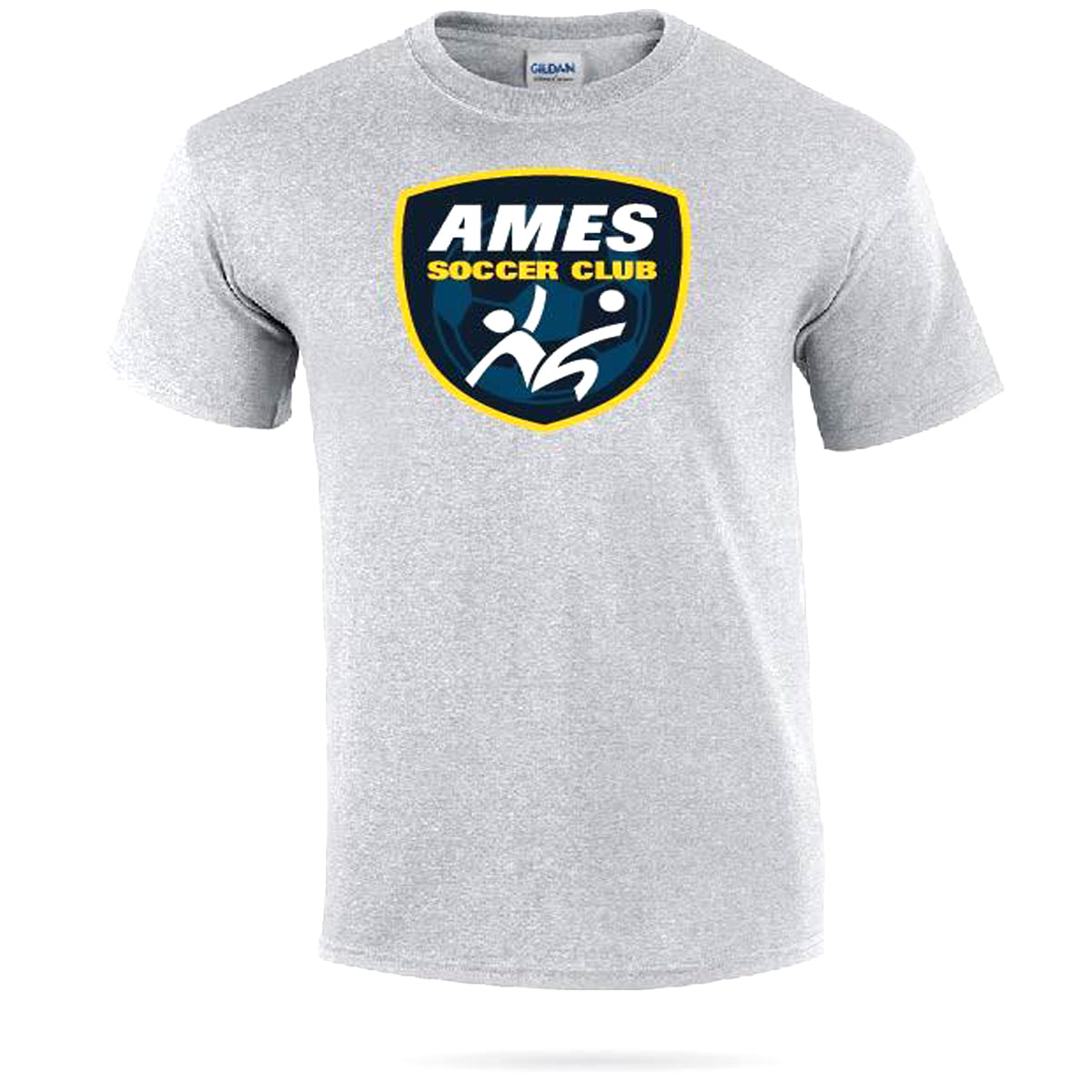 Ames Soccer Club | Gildan Badge Youth Tee T-Shirt Gildan Youth Small Sport Grey 