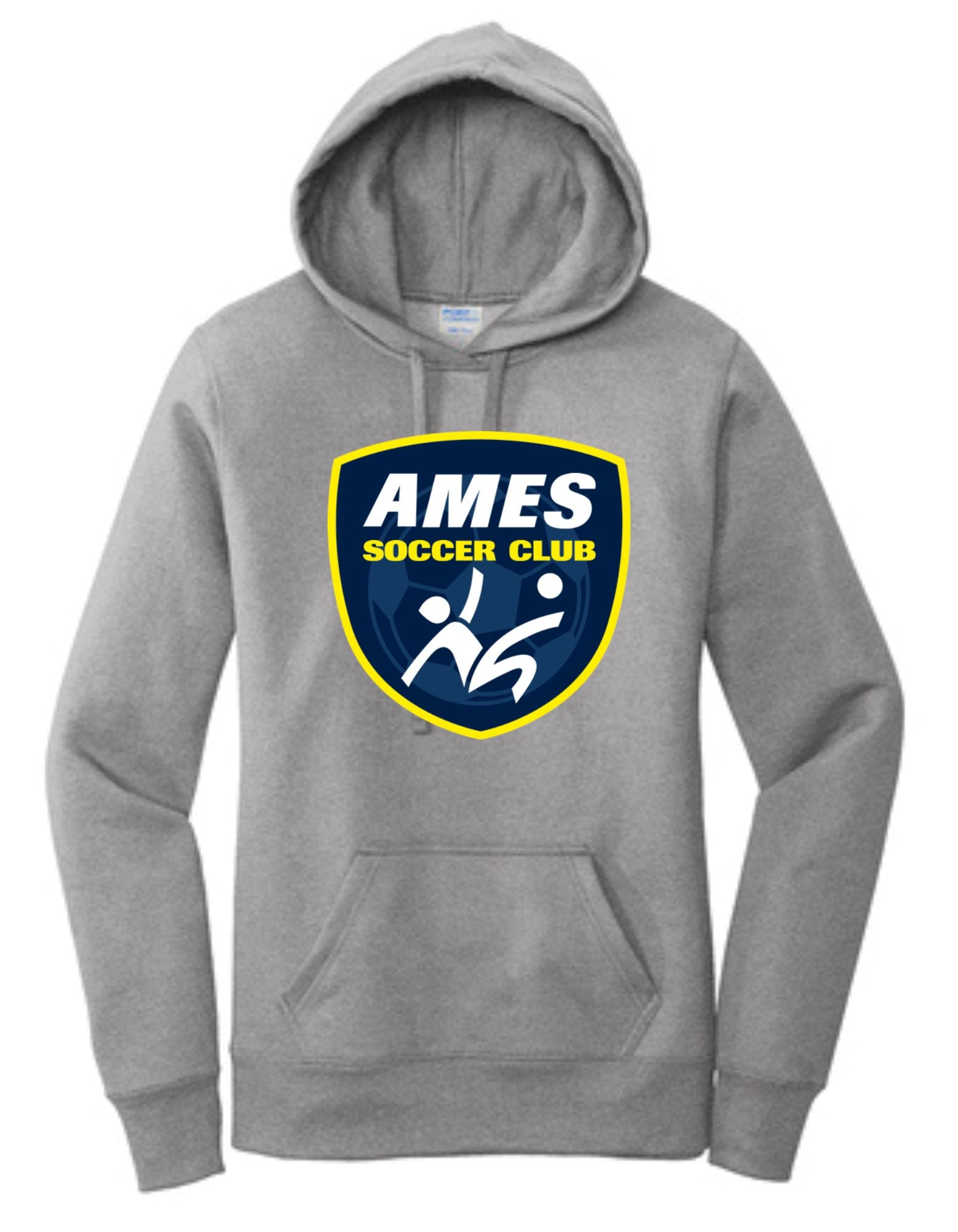 Ames Soccer Club | Women's Hooded Sweatshirt Hooded Sweatshirt District, Gildan, P&C Women's Small Heather Grey 