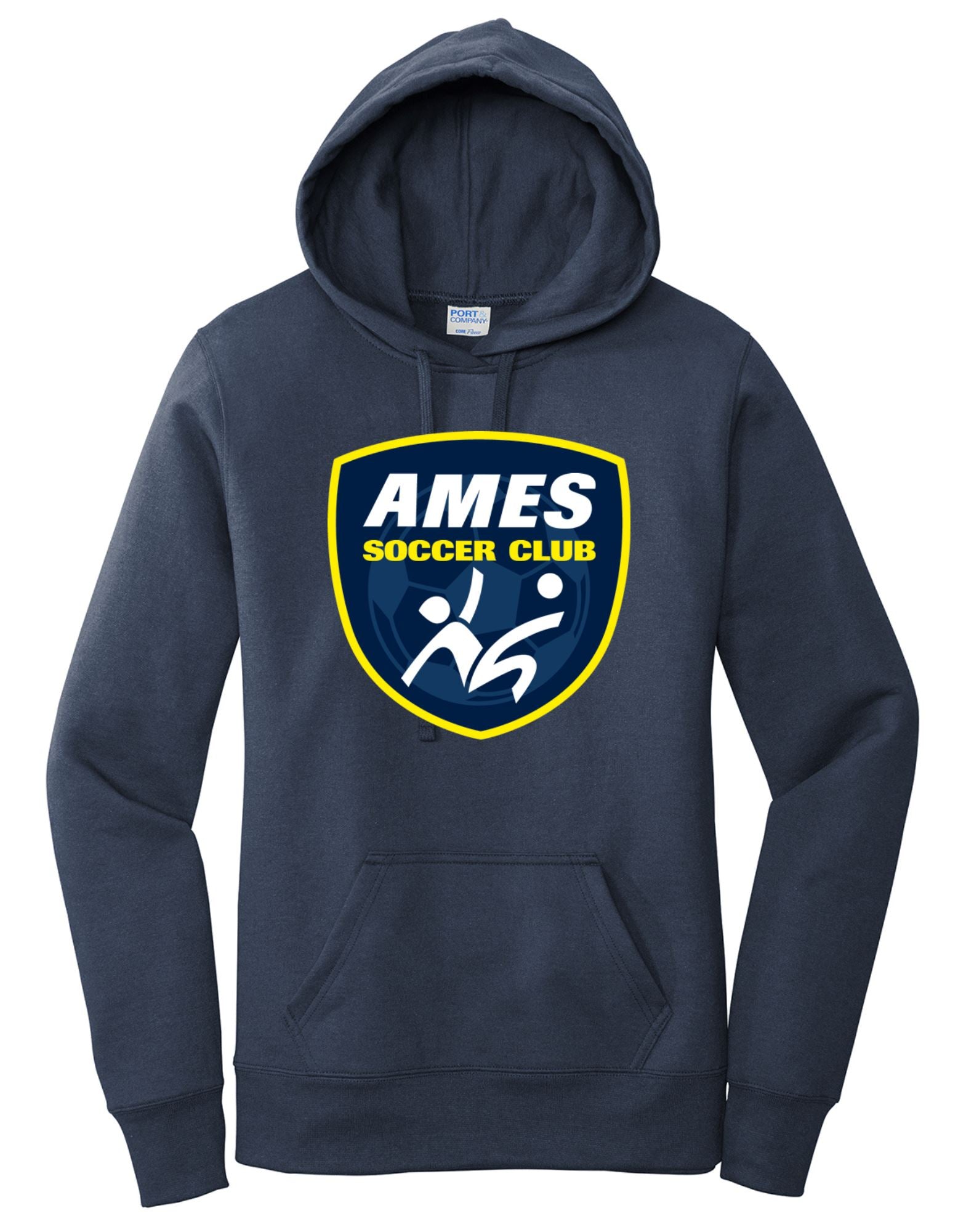 Ames Soccer Club | Women's Hooded Sweatshirt Hooded Sweatshirt District, Gildan, P&C Women's Small New Navy 