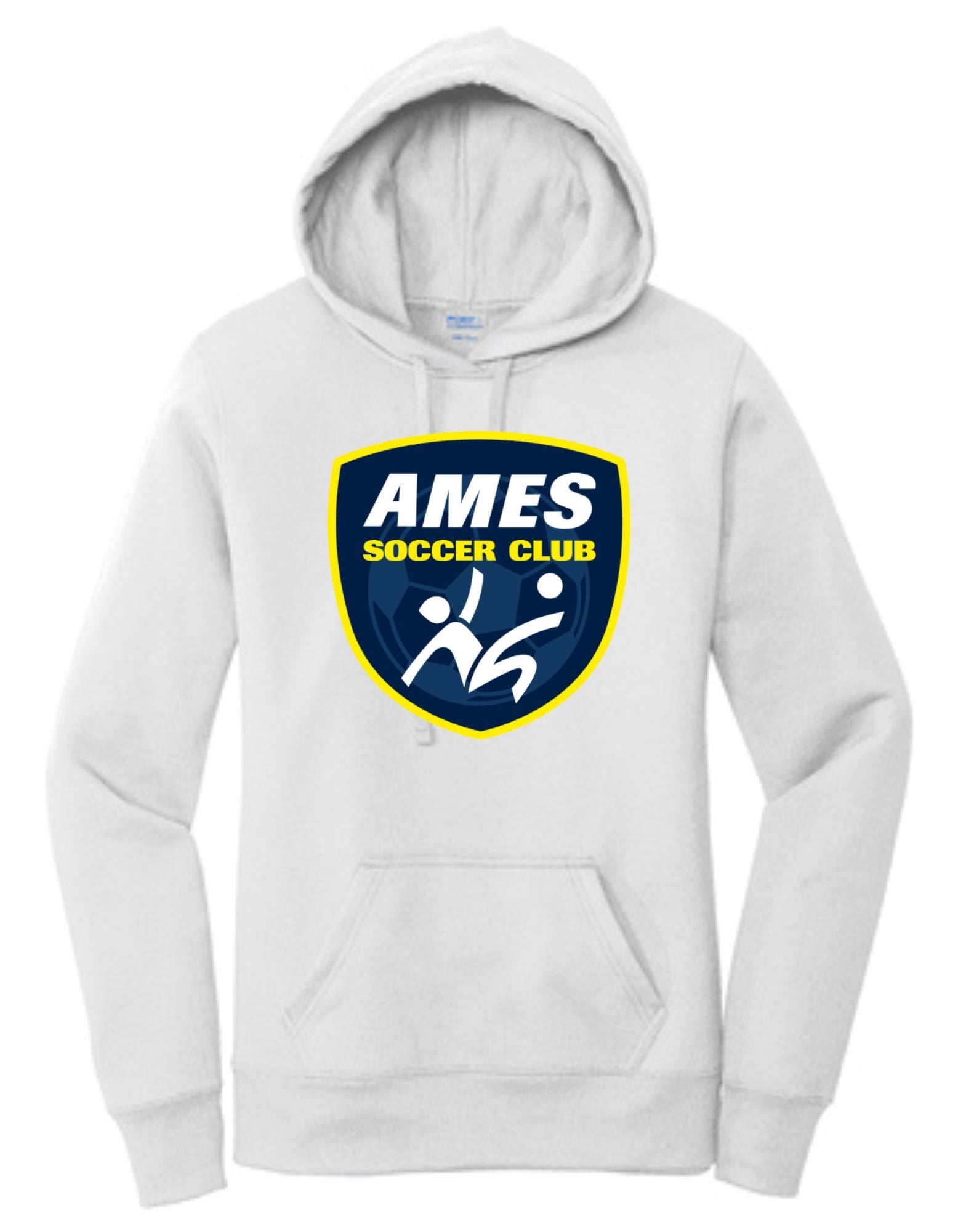 Ames Soccer Club | Women's Hooded Sweatshirt Hooded Sweatshirt District, Gildan, P&C Women's Small White 