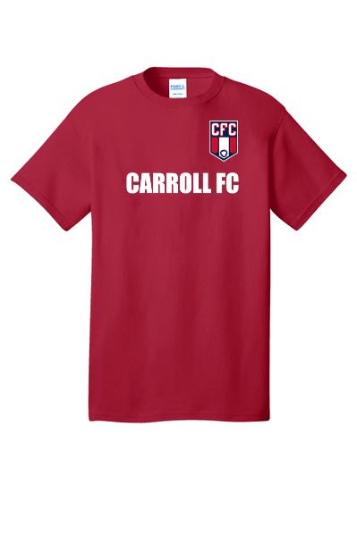 Carroll FC - Men's Core Cotton Short Sleeve Tee Goal Kick Soccer Red Men's Small 