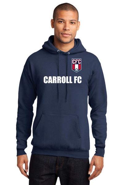 Carroll FC -Men's Core Fleece Hooded Sweatshirt Goal Kick Soccer Navy Men's Small 