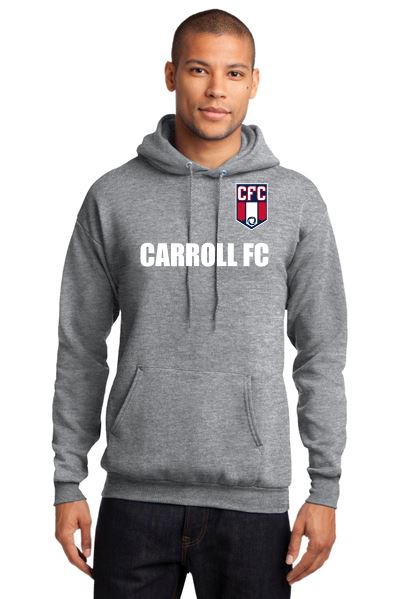 Carroll FC -Men's Core Fleece Hooded Sweatshirt Goal Kick Soccer Sport Grey Men's Small 