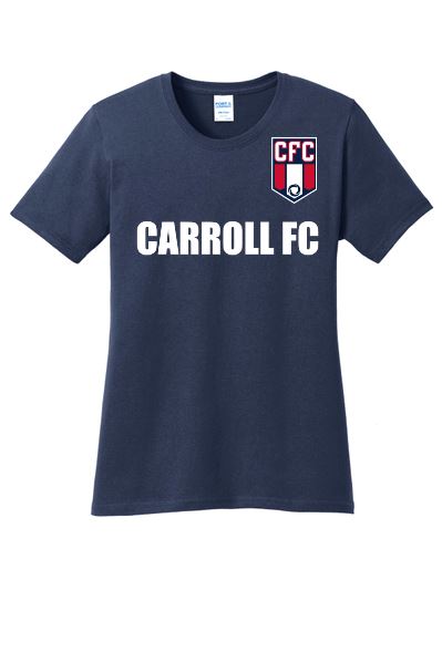 Carroll FC -Women's Core Cotton Short Sleeve Tee Goal Kick Soccer Navy Women's Small 
