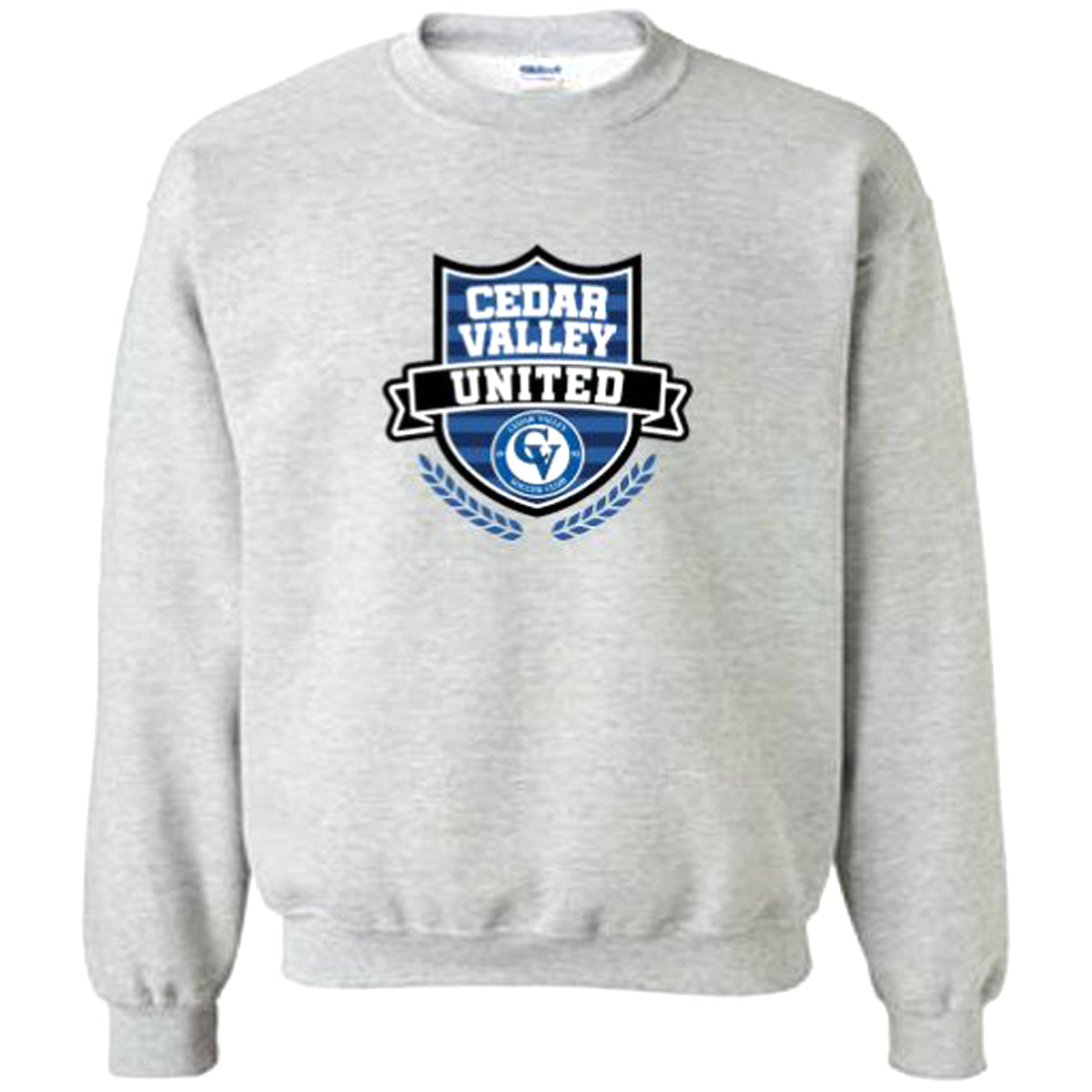 Cedar Valley Soccer Club Heavy Blend Crewneck Sweatshirt Sweatshirt Gildan Men's Small Sport Grey 