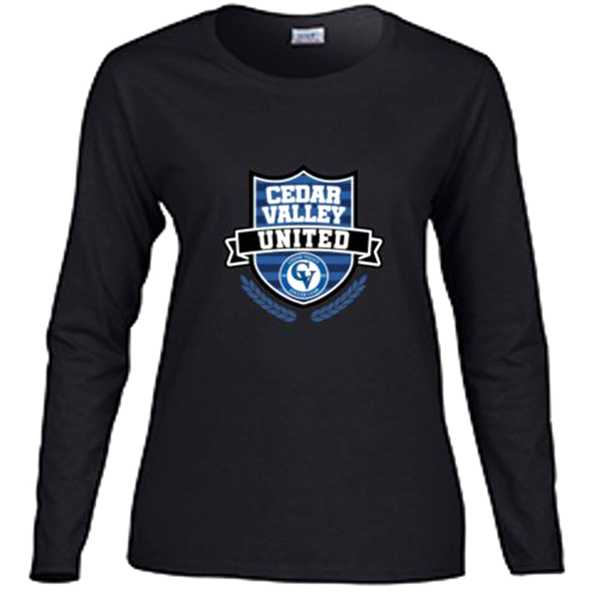 Cedar Valley Soccer Club Ladies' Heavy Cotton 5.3 Oz. Long-Sleeve T-Shirt Long Sleeve T-Shirt Gildan Ladies Small Black 
