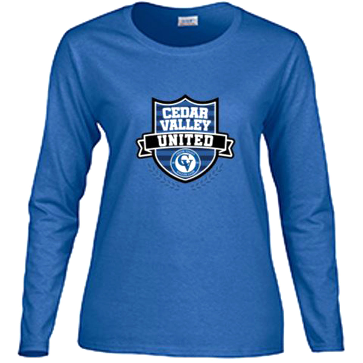 Cedar Valley Soccer Club Ladies' Heavy Cotton 5.3 Oz. Long-Sleeve T-Shirt Long Sleeve T-Shirt Gildan Ladies Small Royal 