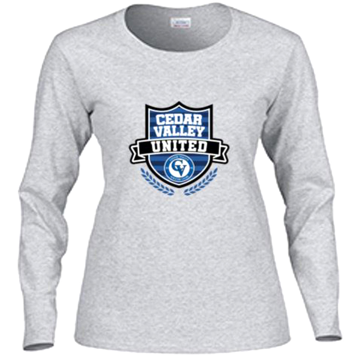 Cedar Valley Soccer Club Ladies' Heavy Cotton 5.3 Oz. Long-Sleeve T-Shirt Long Sleeve T-Shirt Gildan Ladies Small Sport Grey 