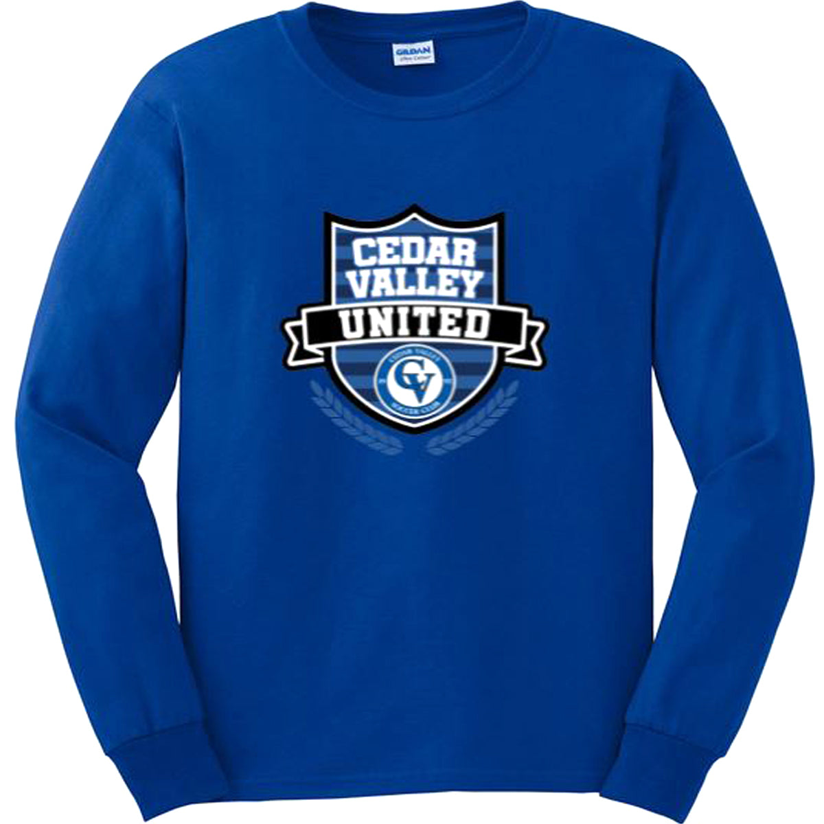 Cedar Valley Soccer Club Ultra Cotton 100% Cotton Long Sleeve T-Shirt Sweatshirt Gildan Men's Small Royal 