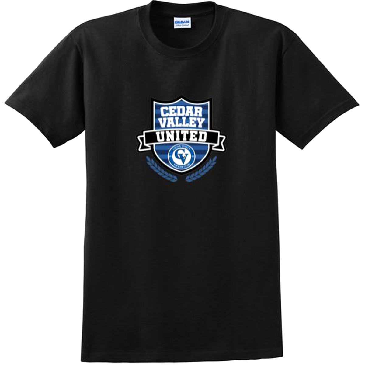 Cedar Valley Soccer Club Ultra Cotton 100% Cotton T-Shirt Sweatshirt Gildan Men's Small Black 