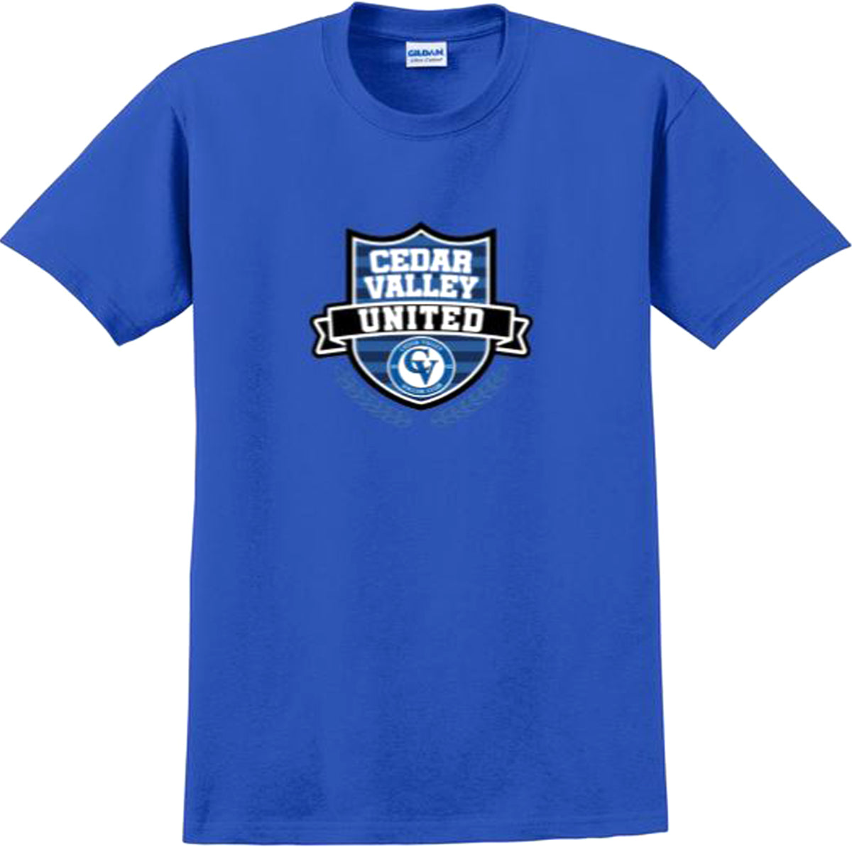 Cedar Valley Soccer Club Ultra Cotton 100% Cotton T-Shirt Sweatshirt Gildan Men's Small Royal 