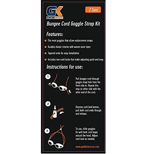 GK Swimwear Replacement Bungee Cord Goggle Strap Kit (2 Sets) Accessories Goal Kick Soccer 