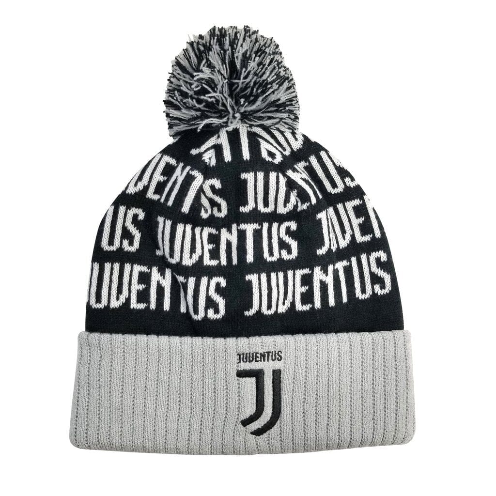 Icon Sports Kid&#39;s Juventus Soccer Pom Beanie Beanie Icon Sports Group Black/Light Grey 