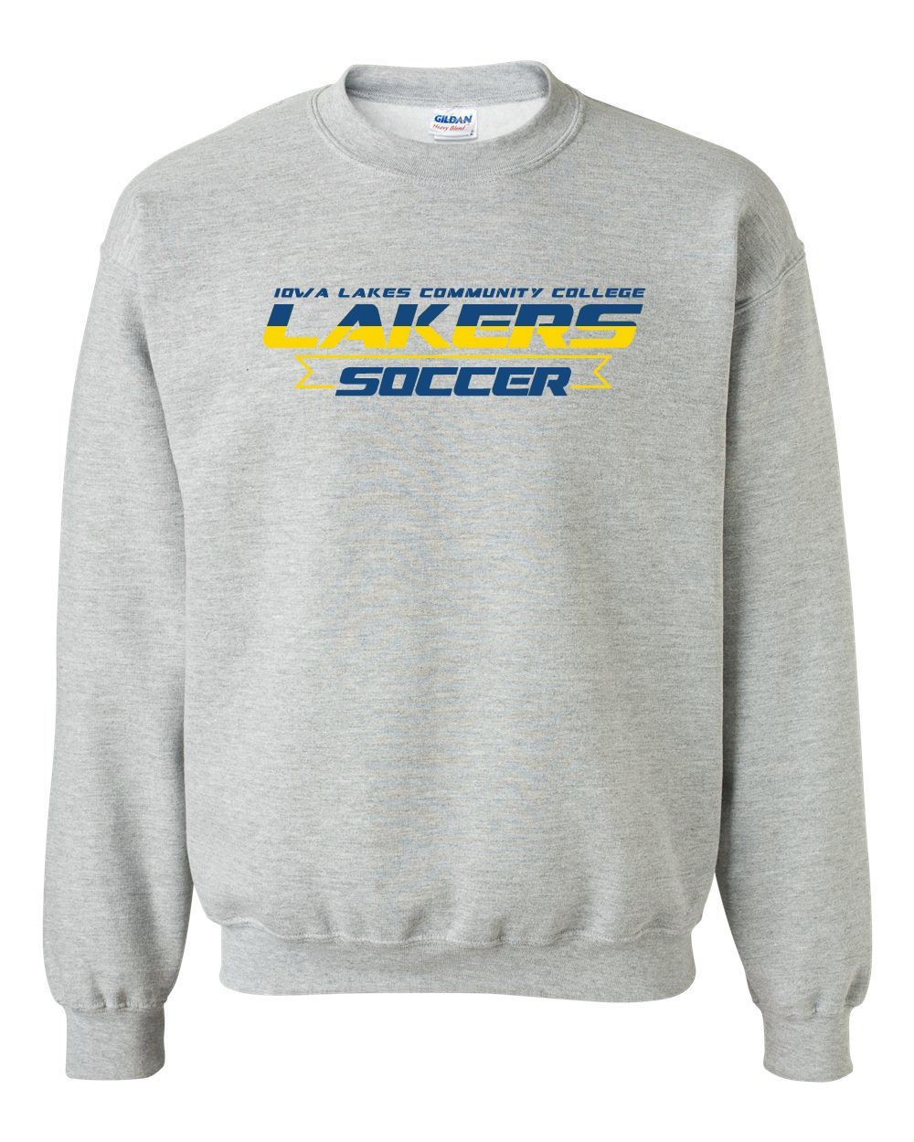 Iowa Lakes Soccer | College Crewneck Sweatshirt (Grey) Sweatshirt Gildan Youth Medium 