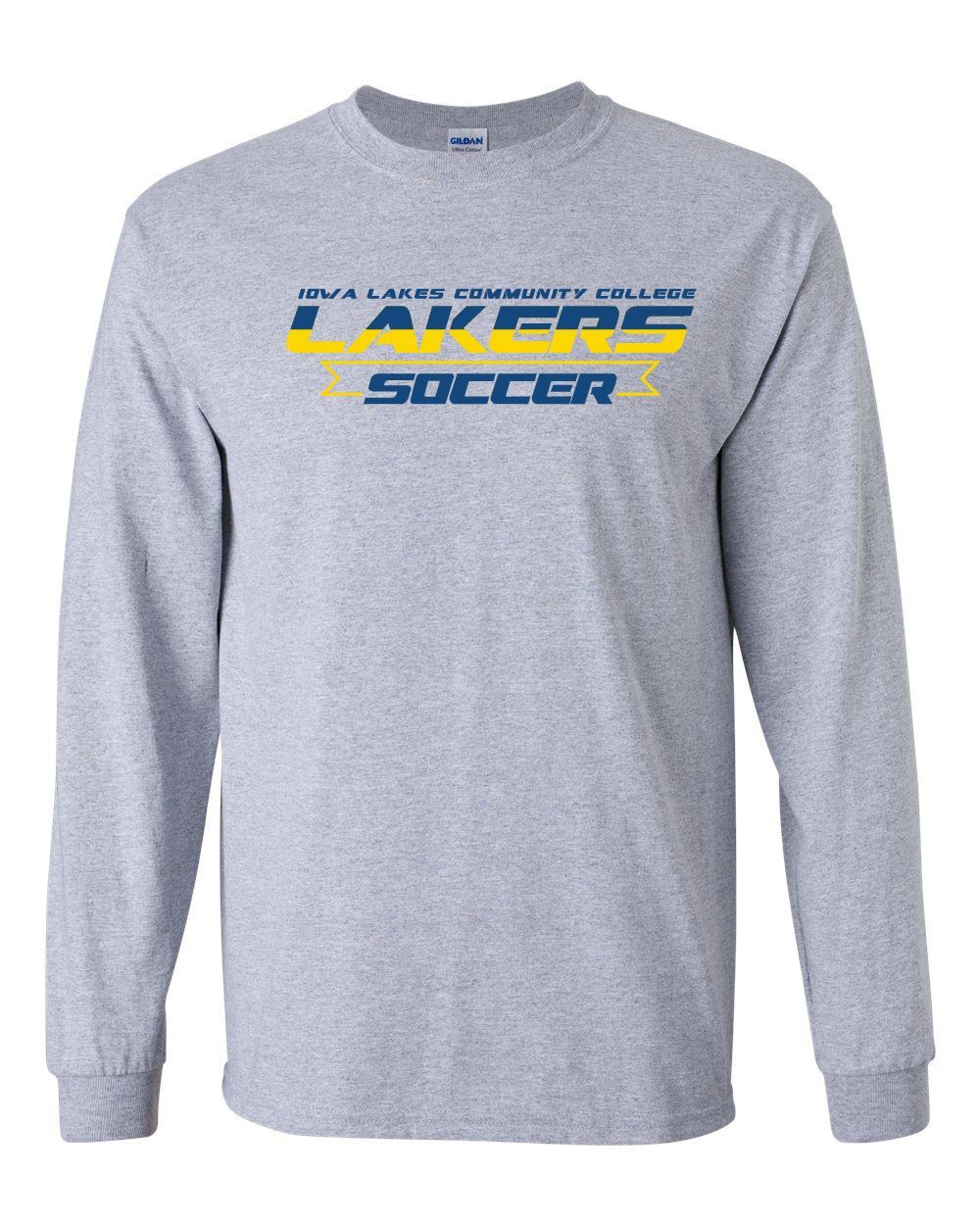 Iowa Lakes Soccer | College Long Sleeve Shirt (Grey) Long Sleeve Shirt Gildan Youth Medium 