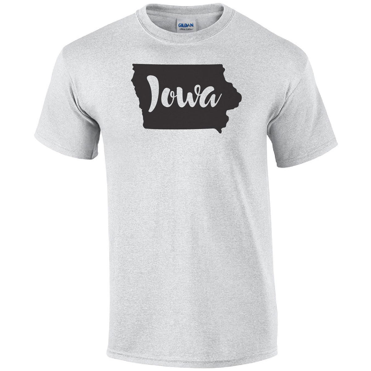 Iowa State Outline Printed Tee Humorous Shirt 411 Adult Small Ash 