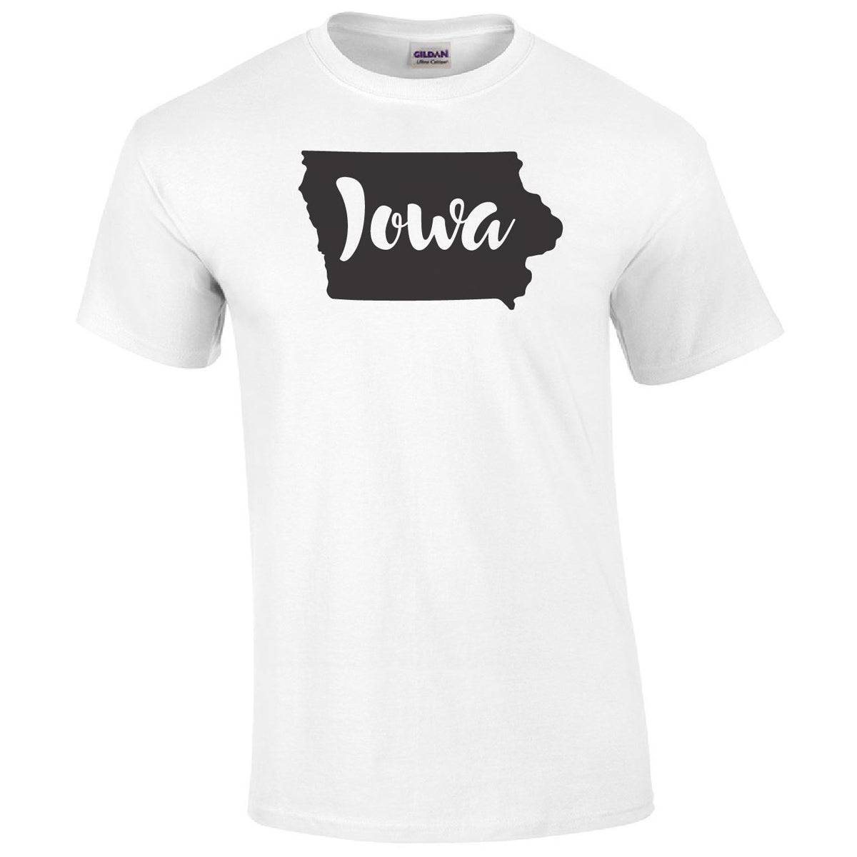 Iowa State Outline Printed Tee Humorous Shirt 411 Adult Small White 
