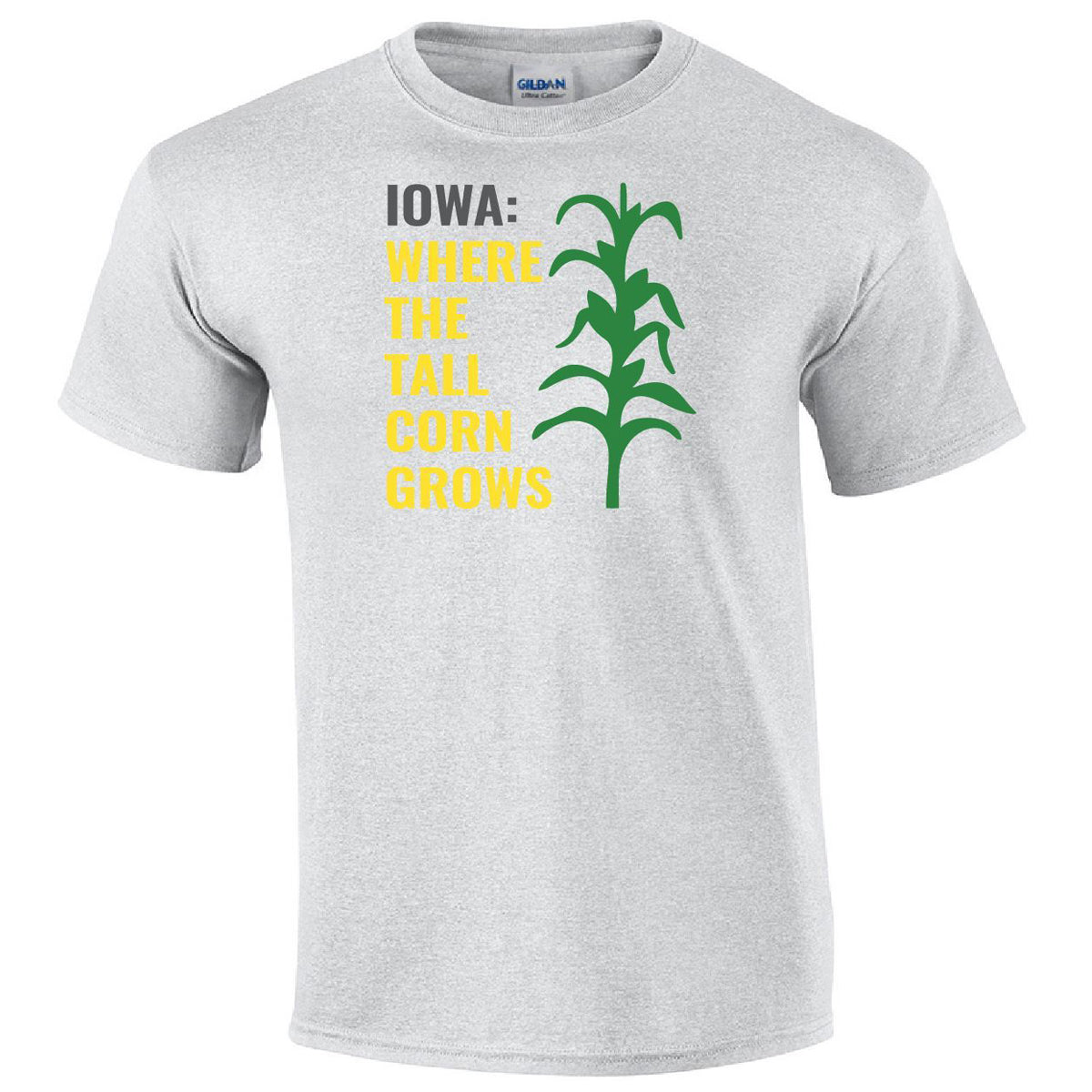 Iowa Tall Corn Printed Tee Humorous Shirt 411 Adult Small Ash 