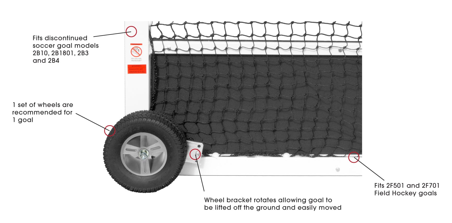 Kwikgoal Field Hockey Goal Replacement Wheel Kit | 10B404 Wheel Kit Kwikgoal 