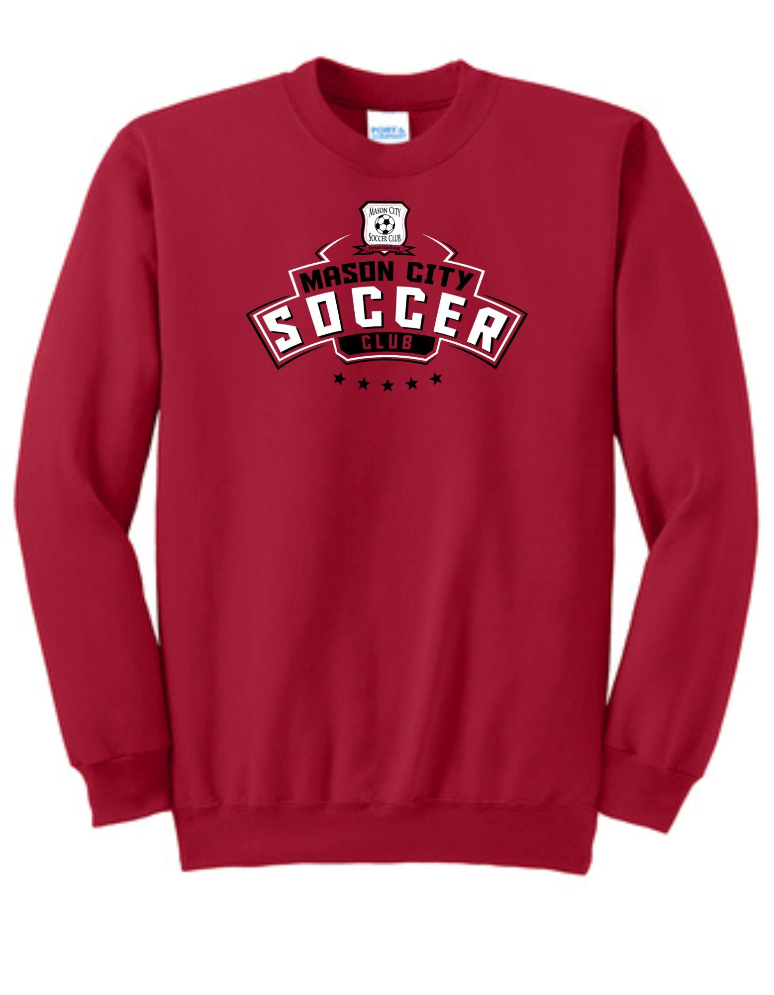 Mason City Soccer Club | Men's Crewneck Sweatshirt T-Shirt Goal Kick Soccer Small Red 
