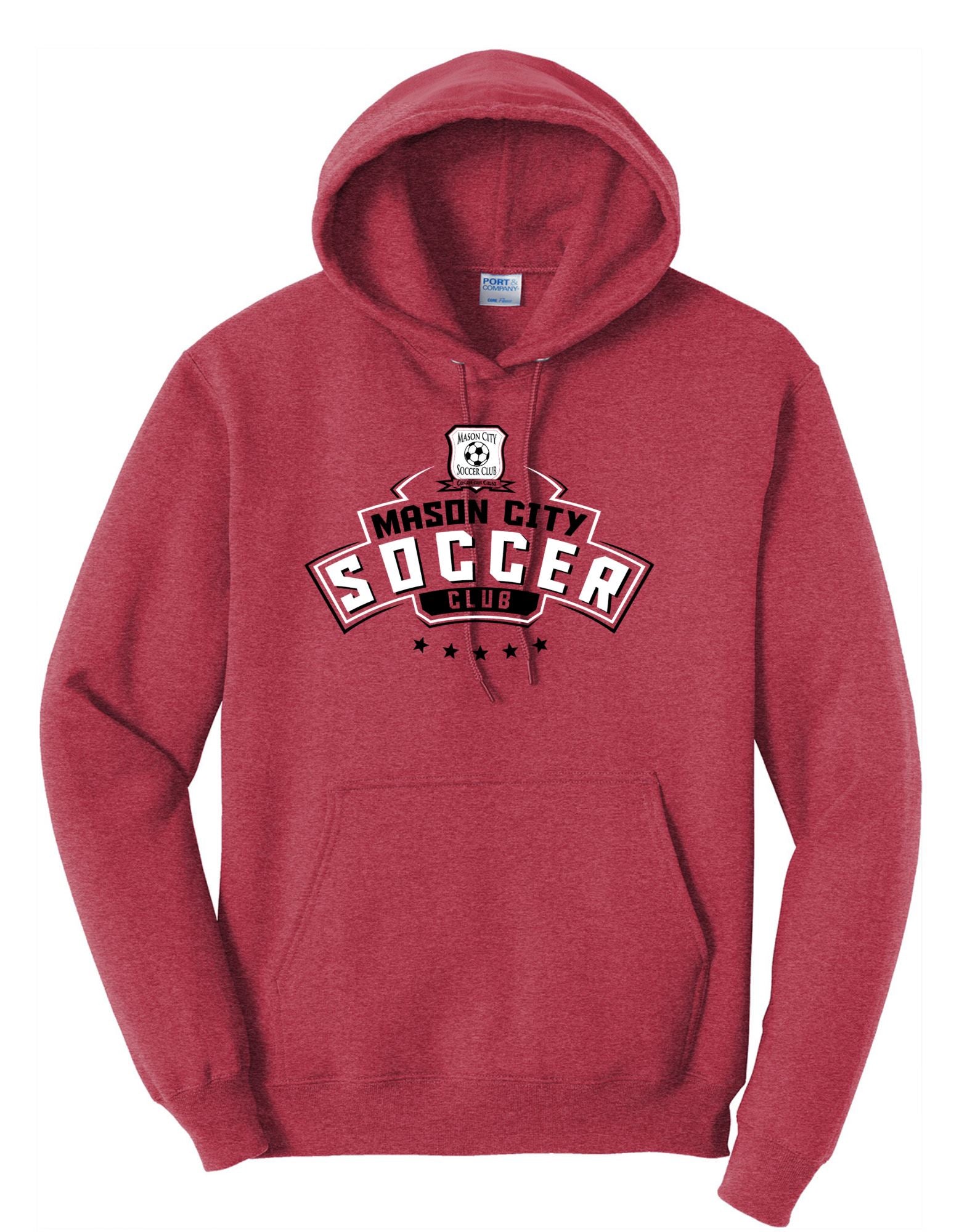 Mason City Soccer Club | Men's Hooded Sweatshirt T-Shirt Goal Kick Soccer Small Heathered Red 