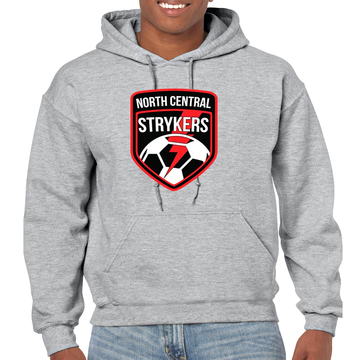 North Central Strykers Heavy Blend Hooded Sweatshirt Apparel Goal Kick Soccer Youth Medium Sport Grey 