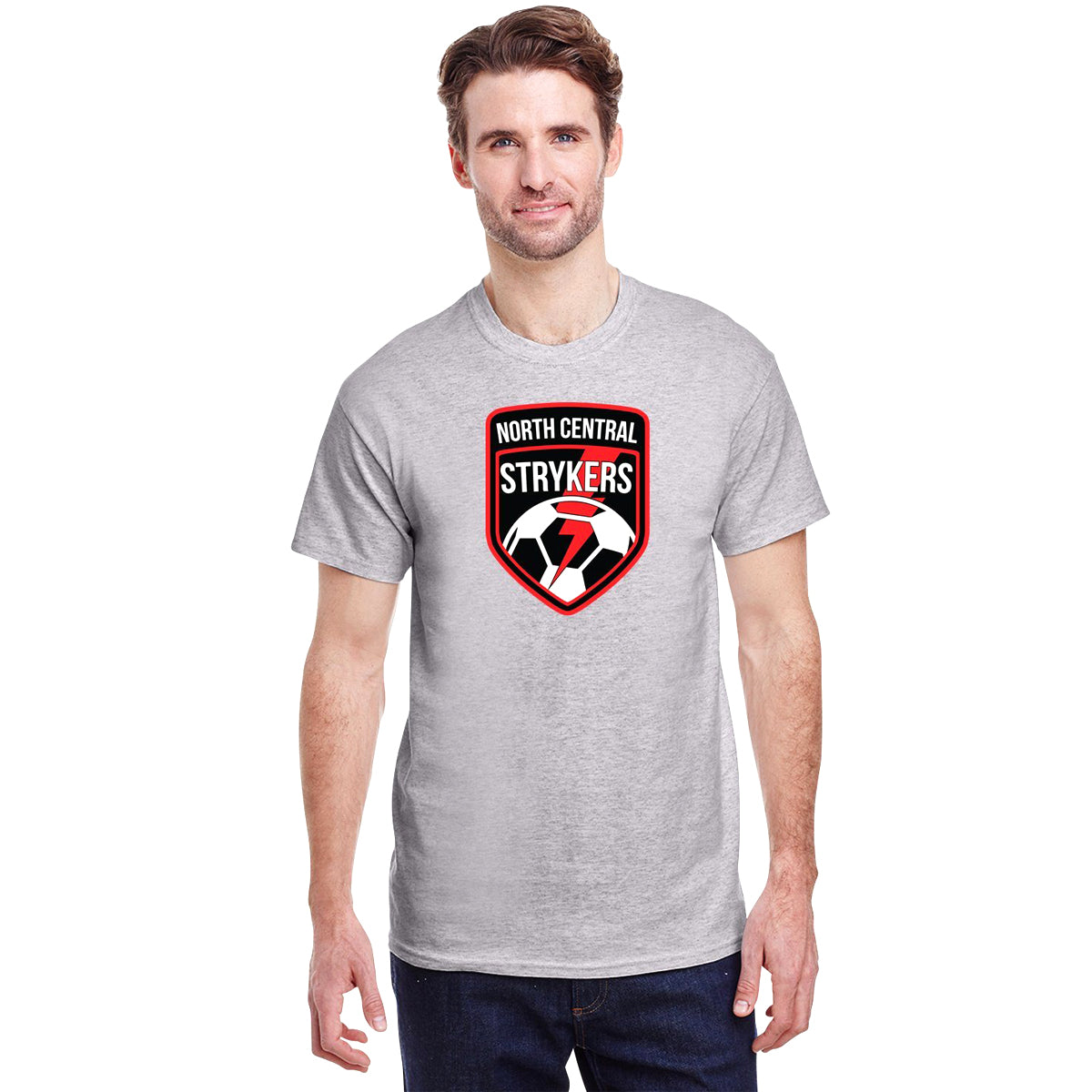 North Central Strykers Ultra Cotton Shortsleeve T-Shirt Apparel Goal Kick Soccer Youth Medium Sport Grey 