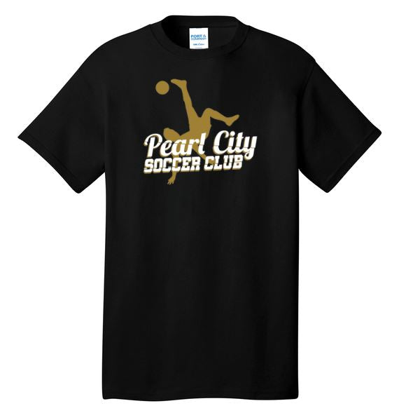 Pearl City Soccer Club Men's Core Cotton Tee Goal Kick Soccer Small Jet Black 