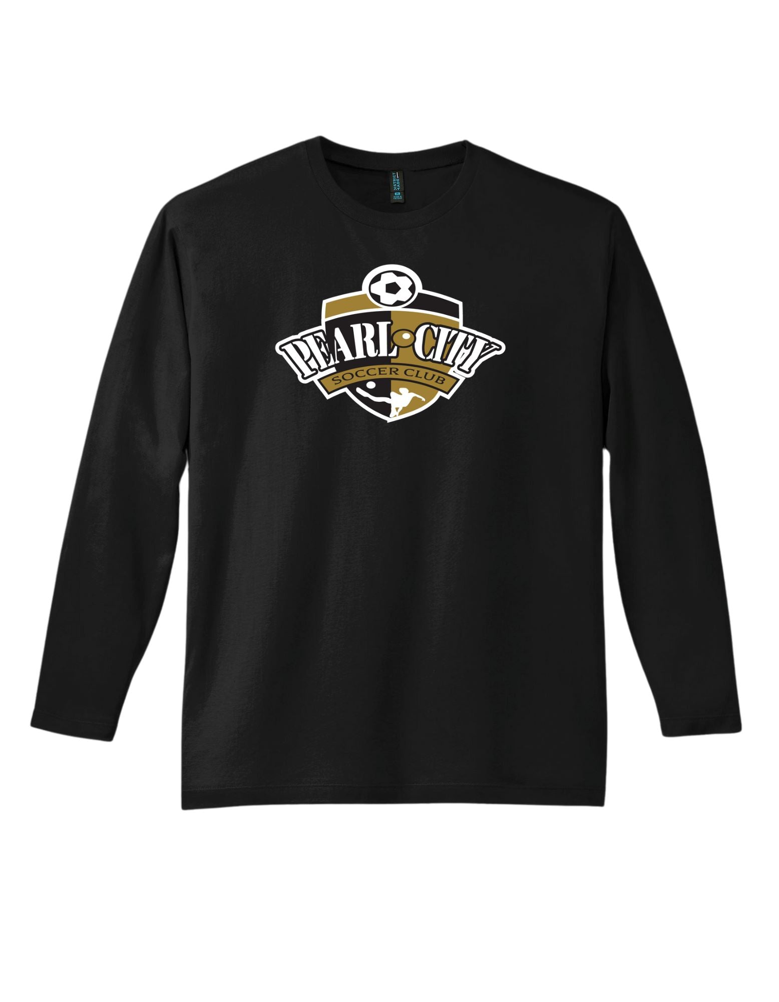 Pearl City Soccer Club Men's Long Sleeve Tee Long Sleeve Goal Kick Soccer Adult X-Small Jet Black 