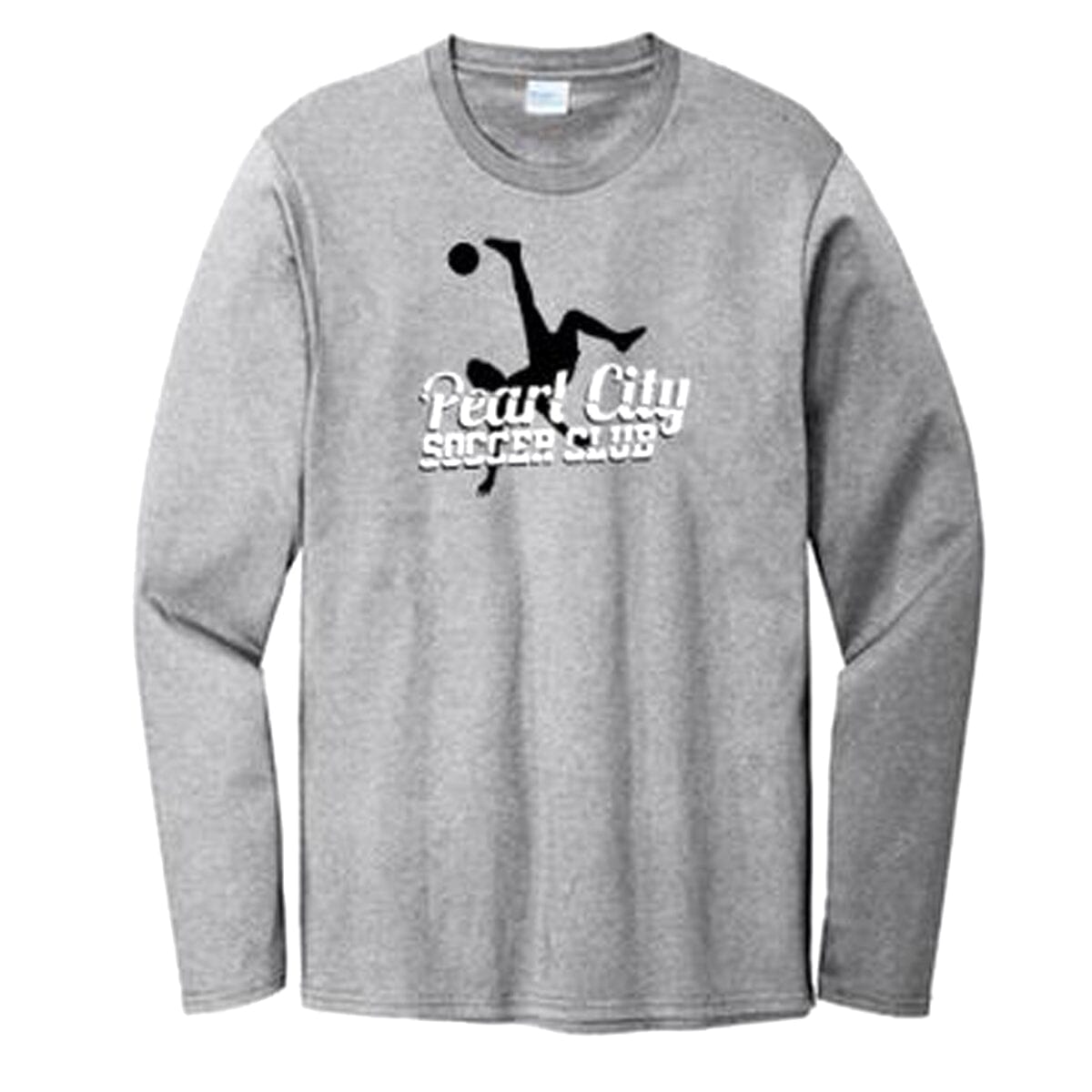 Pearl City Soccer Club Men's Perfect Weight Long Sleeve Tee Long Sleeve Goal Kick Soccer Adult X-Small Heathered Steel 
