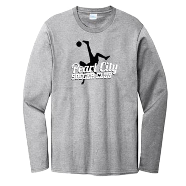 Pearl City Soccer Club Men&#39;s Perfect Weight Long Sleeve Tee Long Sleeve Goal Kick Soccer Adult X-Small Heathered Steel 