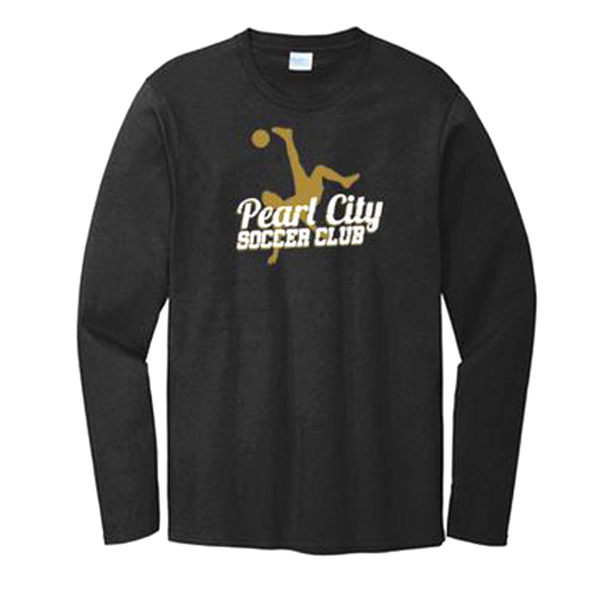 Pearl City Soccer Club Men's Perfect Weight Long Sleeve Tee Long Sleeve Goal Kick Soccer Adult X-Small Jet Black 