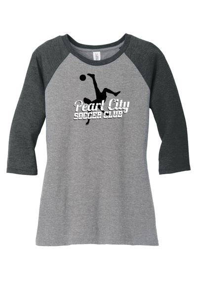 Pearl City Soccer Club Women&#39;s Perfect Tri 3/4-Sleeve Raglan Shirt Goal Kick Soccer X-Small Black Frost/Grey Frost 