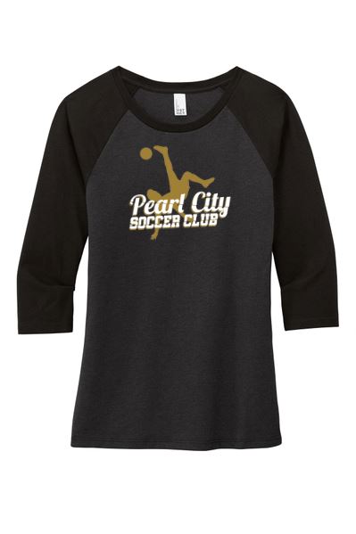 Pearl City Soccer Club Women's Perfect Tri 3/4-Sleeve Raglan Shirt Goal Kick Soccer X-Small Black/Black Frost 