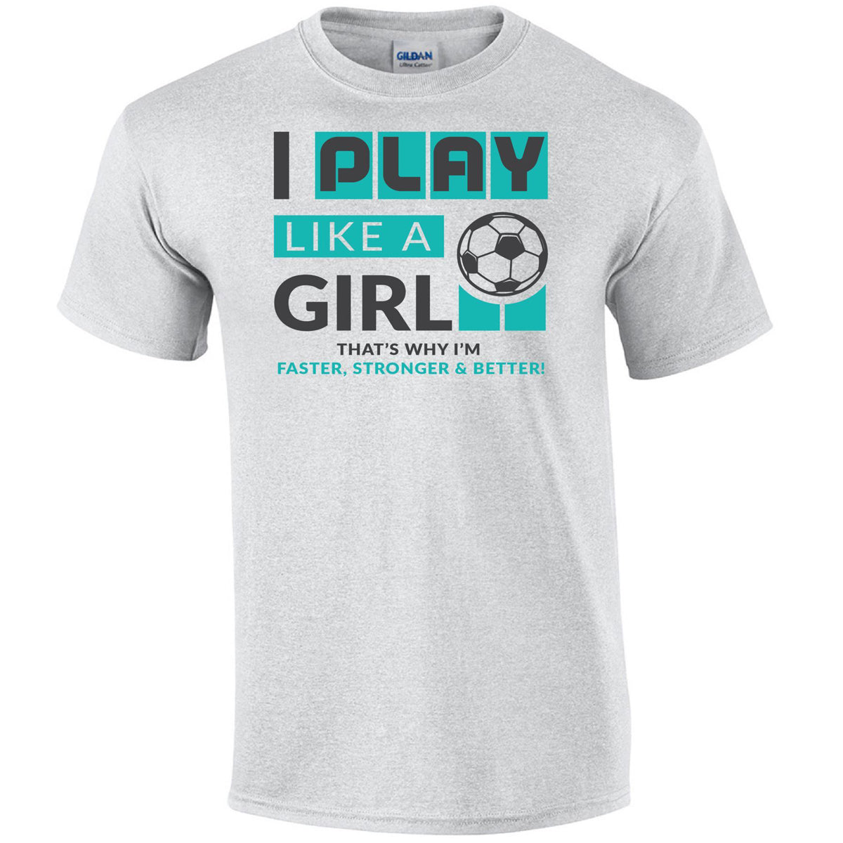 Play Like A Girl Soccer Tee Humorous Shirt 411 Youth Medium Ash Youth