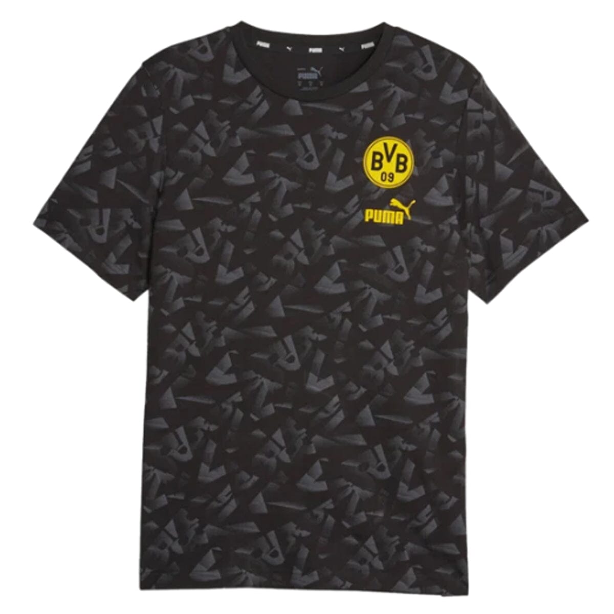 Puma Men's BVD Dortmund FTBL Core Tee | 77186102 Shirt Puma Adult Small Puma Black / Cyber Yellow 