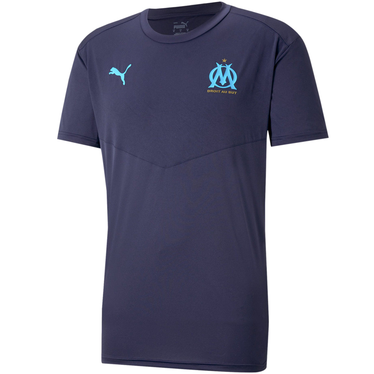 PUMA Men&#39;s Olympique de Marseille Warm Up Tee | 75865301 Apparel Puma Adult Small Peacoat-Bleu Azur 