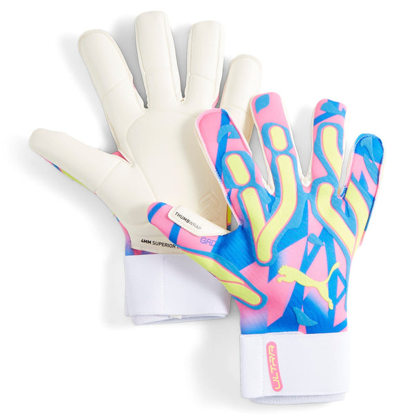 Puma Men&#39;s Ultra Ultimate Energy Hybrid Soccer Goalkeeper Gloves | 04187501 Goalkeeper Gloves Puma 8 Ultra Blue / Yellow Alert / Luminous Pink 