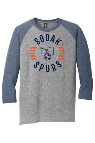 SoDak Spurs Soccer Club Men's 3/4 Sleeve Tee Shirts & Tops Port & Company Navy Heather/Athletic Heather Small 