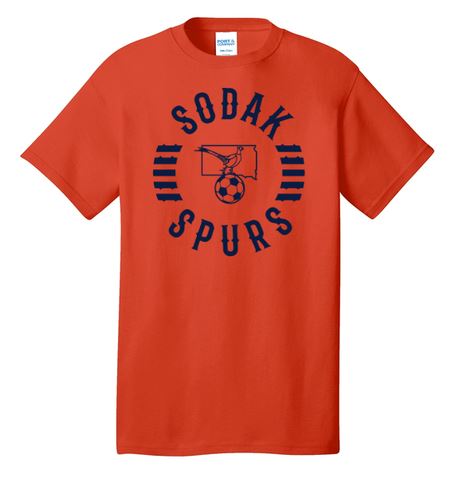 SoDak Spurs Soccer Club Men's Cotton Tee Shirts & Tops Port & Company Orange Men's Small 