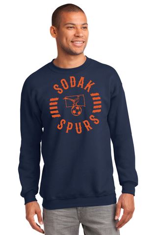 SoDak Spurs Soccer Club Men's Crewneck Sweatshirt Shirts & Tops Port & Company Navy Men's Small 