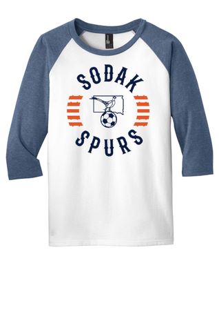 SoDak Spurs Soccer Club Youth 3/4 Sleeve Tee Shirts &amp; Tops Port &amp; Company Navy Heather/White Youth Small 
