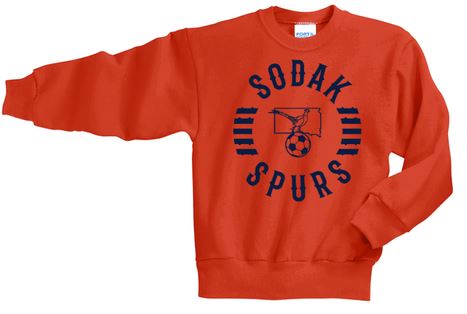 SoDak Spurs Soccer Club Youth Crewneck Sweatshirt Shirts & Tops Port & Company Orange Youth X-Small 
