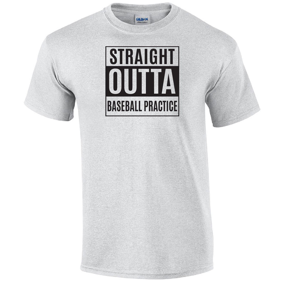 Straight Outta Baseball Practice Printed Tee Humorous Shirt 411 Youth Medium Ash 