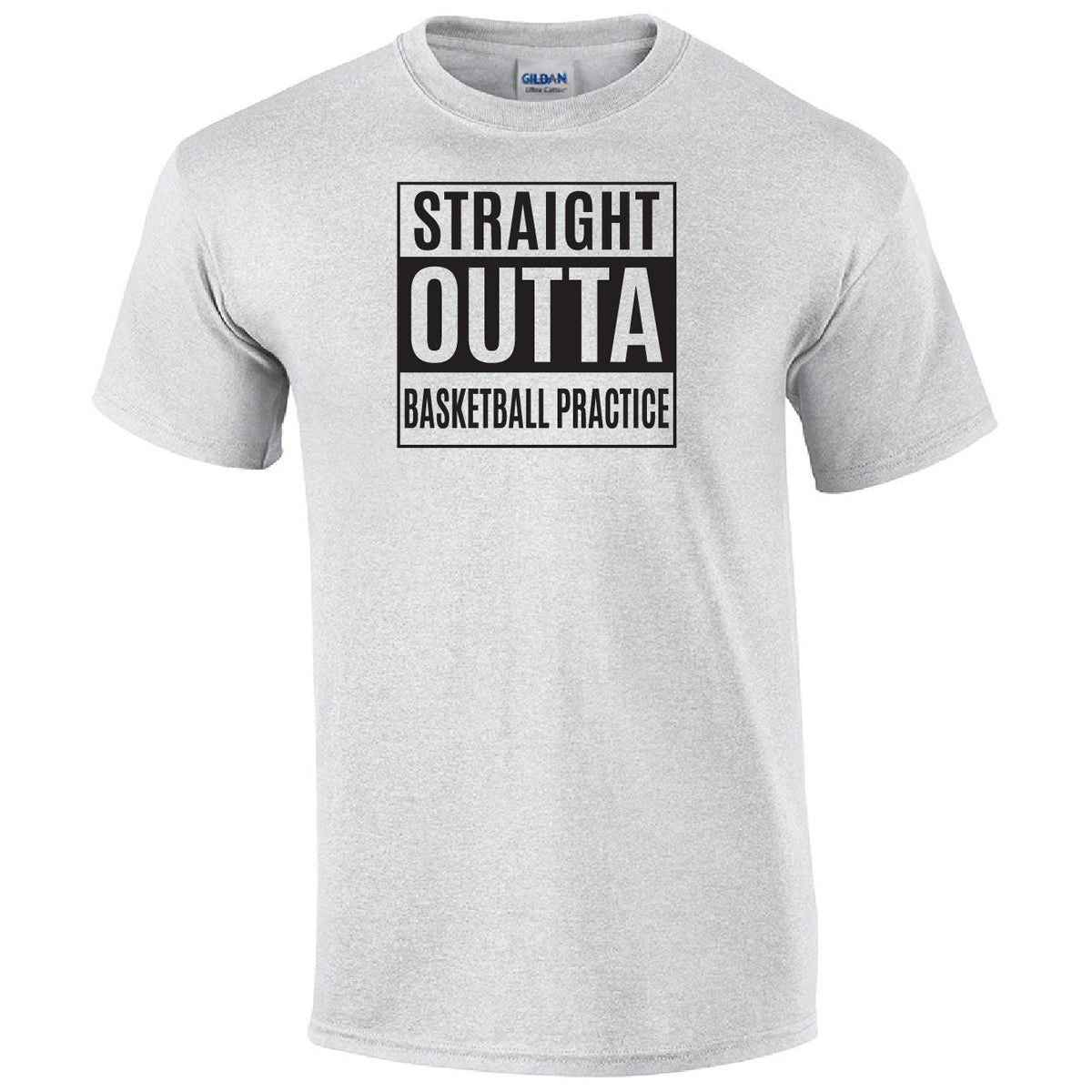 Straight Outta Basketball Practice Tee Humorous Shirt 411 Youth Medium Ash 
