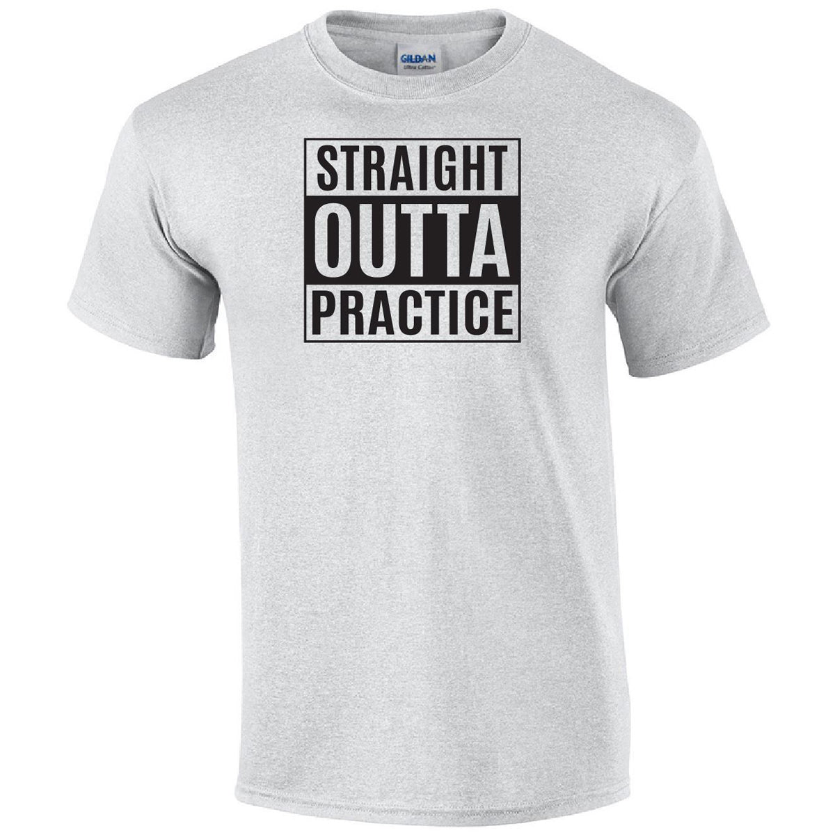 Straight Outta Practice Printed Tee Humorous Shirt 411 Youth Medium Ash 